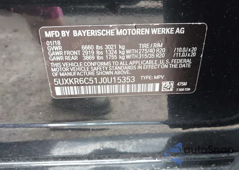 2018 BMW X5 xDrive50I из США, поврежденный, VIN 5UXKR6C51J0U15353